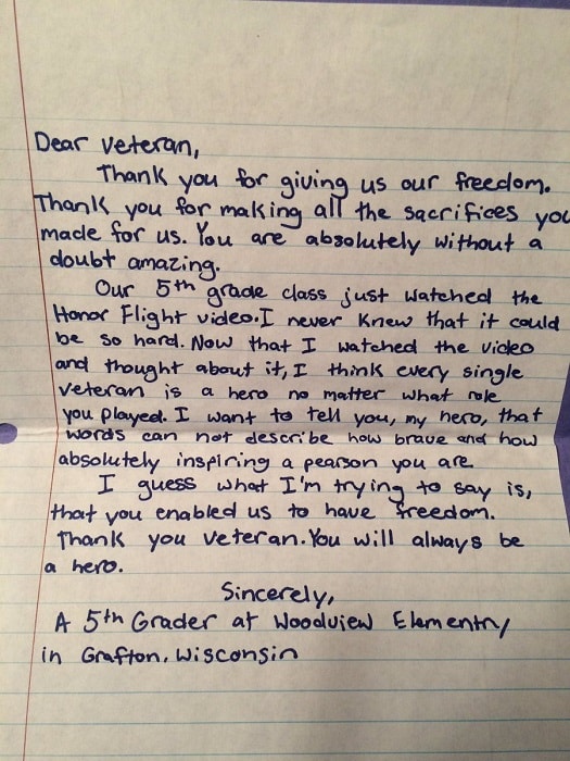 Veterans Day Thank You Note